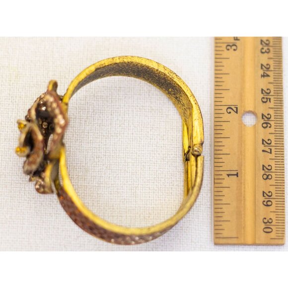 8 inch, Vintage Art Nouveau Rhinestones Intricate Floral Bangle - AB2 - Picture 3 of 3